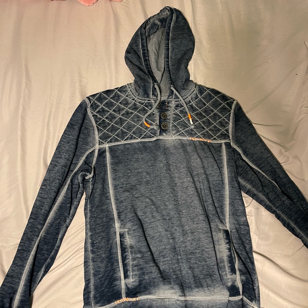COPY - Buckle Black Quarter Button Sweatshirt Blue Size Large Athletic Fit